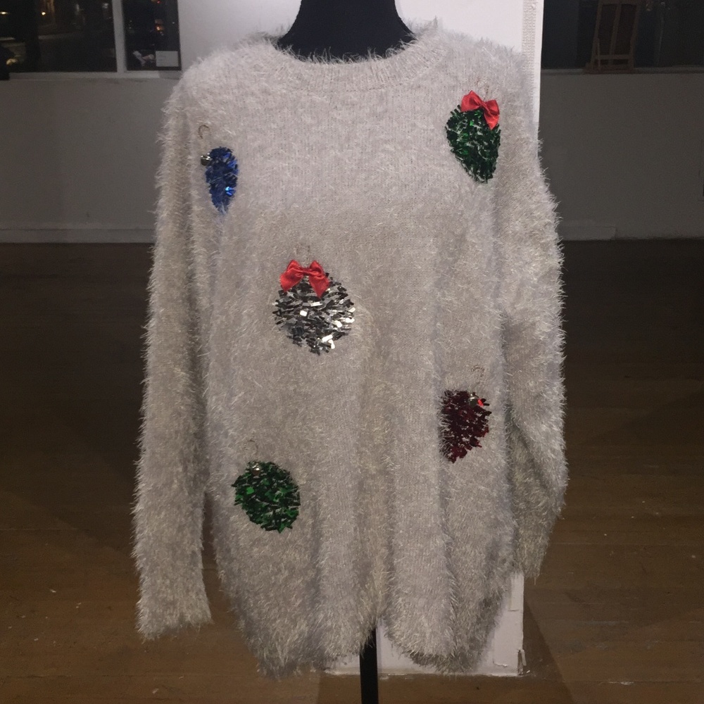 Soft snowy grey/white fluffy Christmas sweater